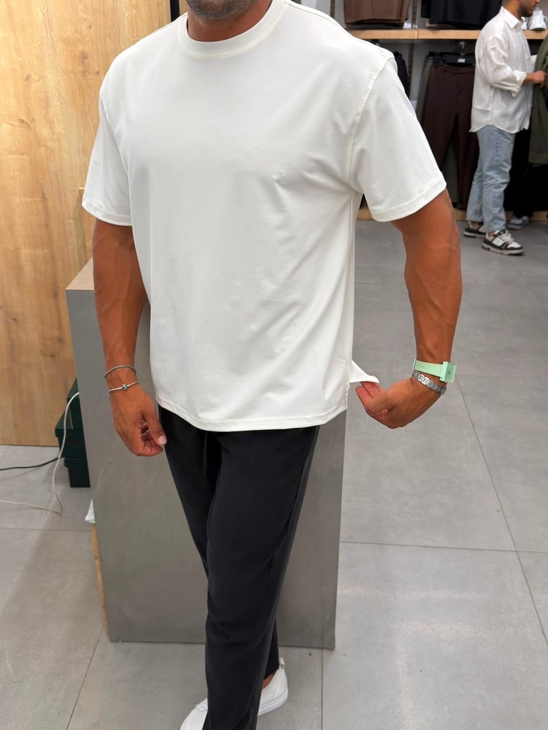 Ferel Yıkamalı Modal Kumaş Oversize Tshirt Beyaz