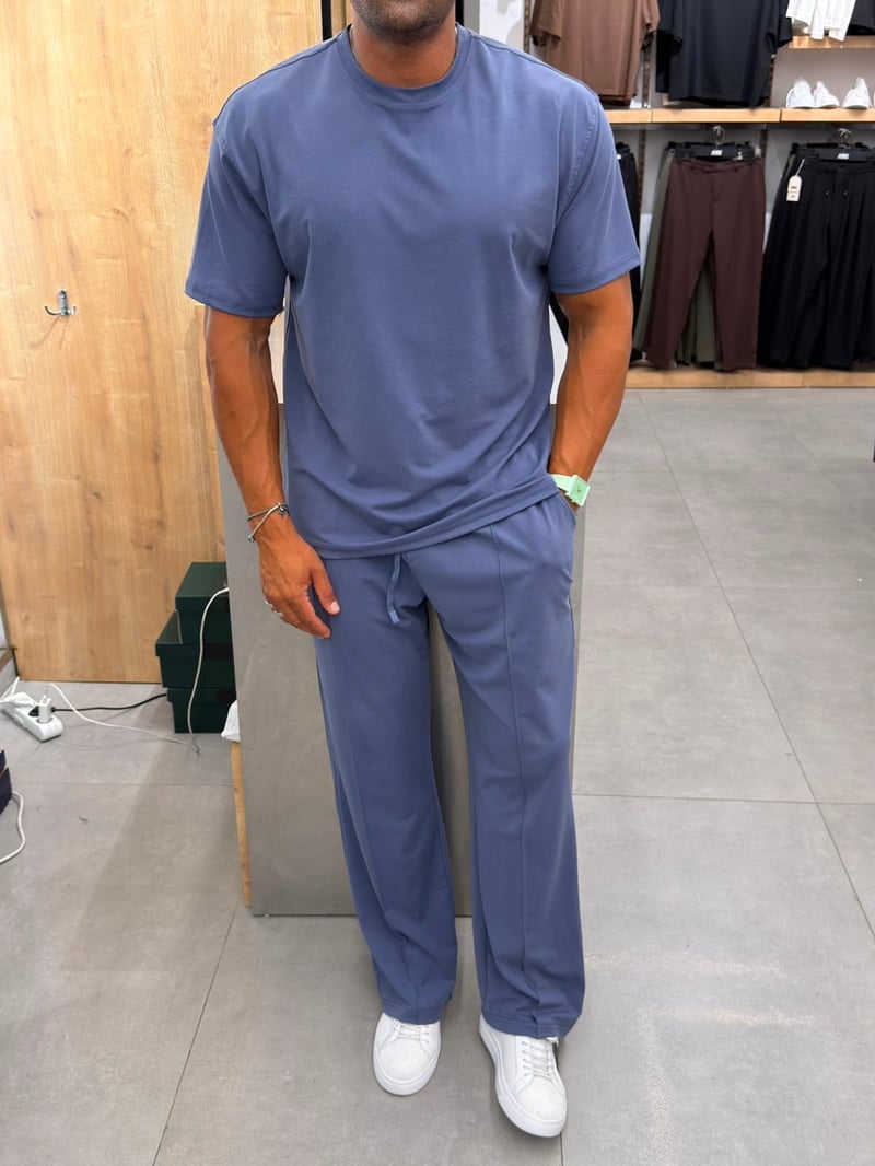 Ferel Yıkamalı Modal Kumaş Oversize Tshirt İndigo