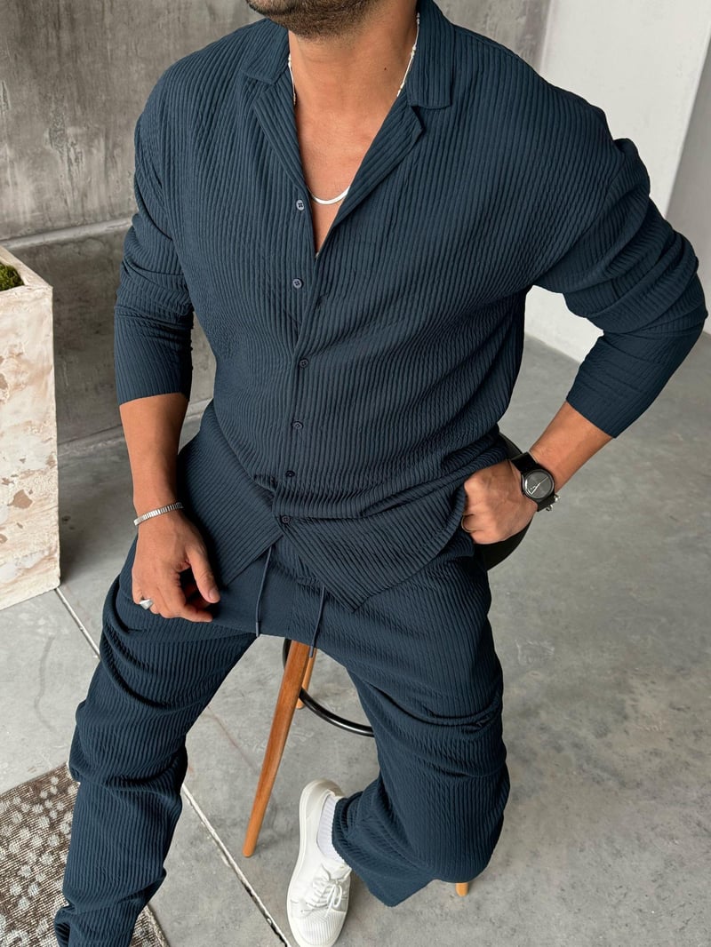 Marrakech Fitilli Gömlek Lacivert