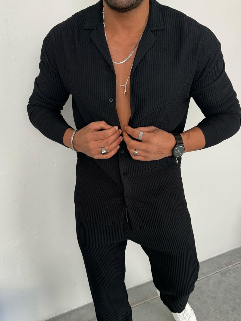 Marrakech Fitilli Gömlek Siyah