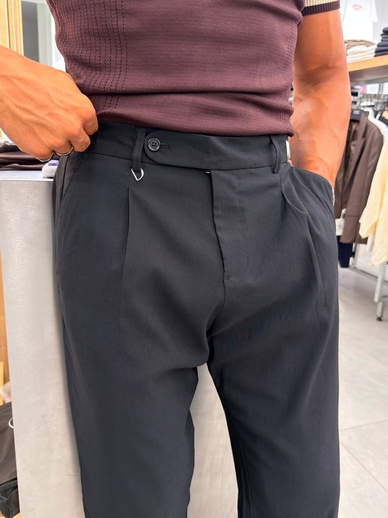 Tek Pile Detaylı Kumaş Pantolon Siyah