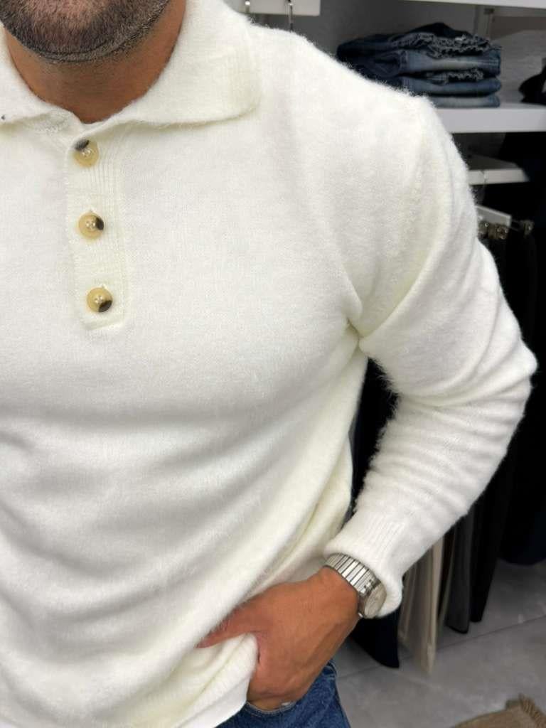 Vamos Düğmeli Kazak Ekru