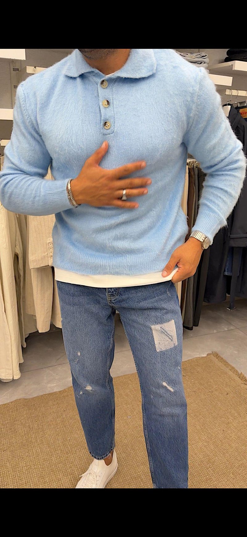 Vamos Düğmeli Kazak Mavi