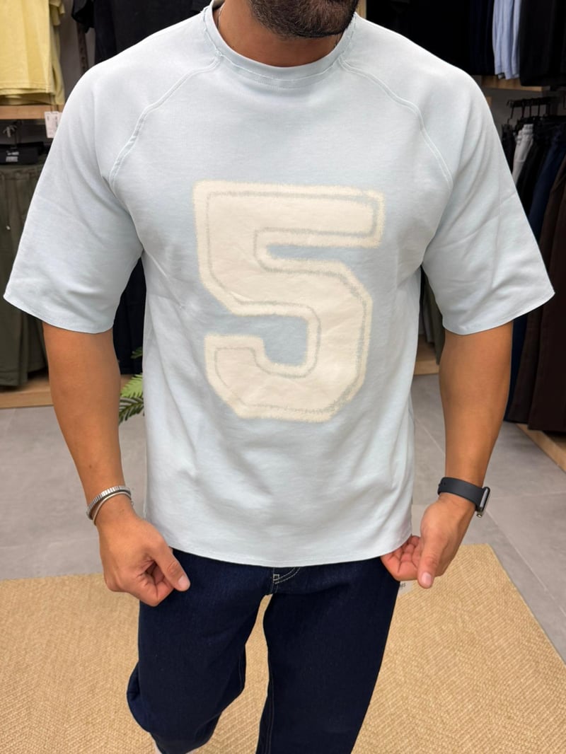 Vamos Oversize Premium Tshirt Açık Mavi