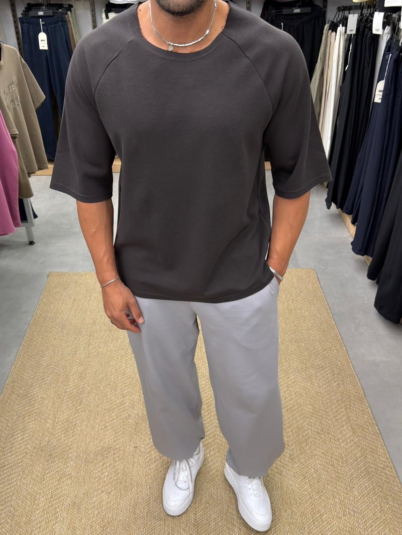 Vamos Oversize Reglan Kol Tshirt Kahve
