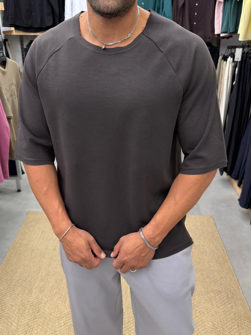 Vamos Oversize Reglan Kol Tshirt Kahve