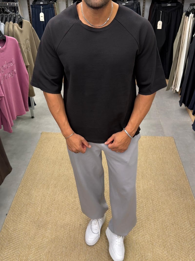 Vamos Oversize Reglan Kol Tshirt Siyah