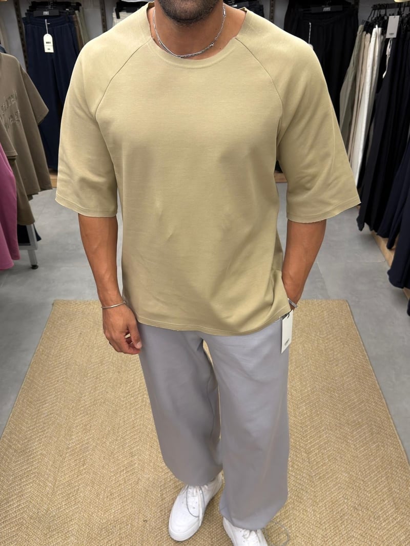 Vamos Oversize Reglan Kol Tshirt Yağ Yeşili