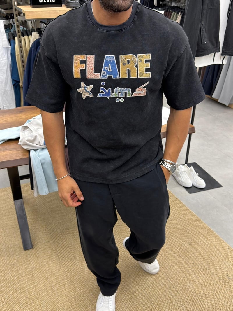 Vamos Yıkamalı Tshirt Siyah