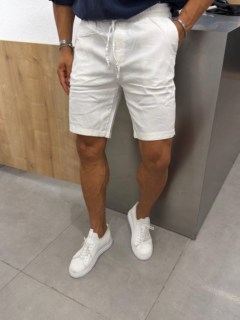 We11 Gabardin Yıkamalı Şort Beyaz