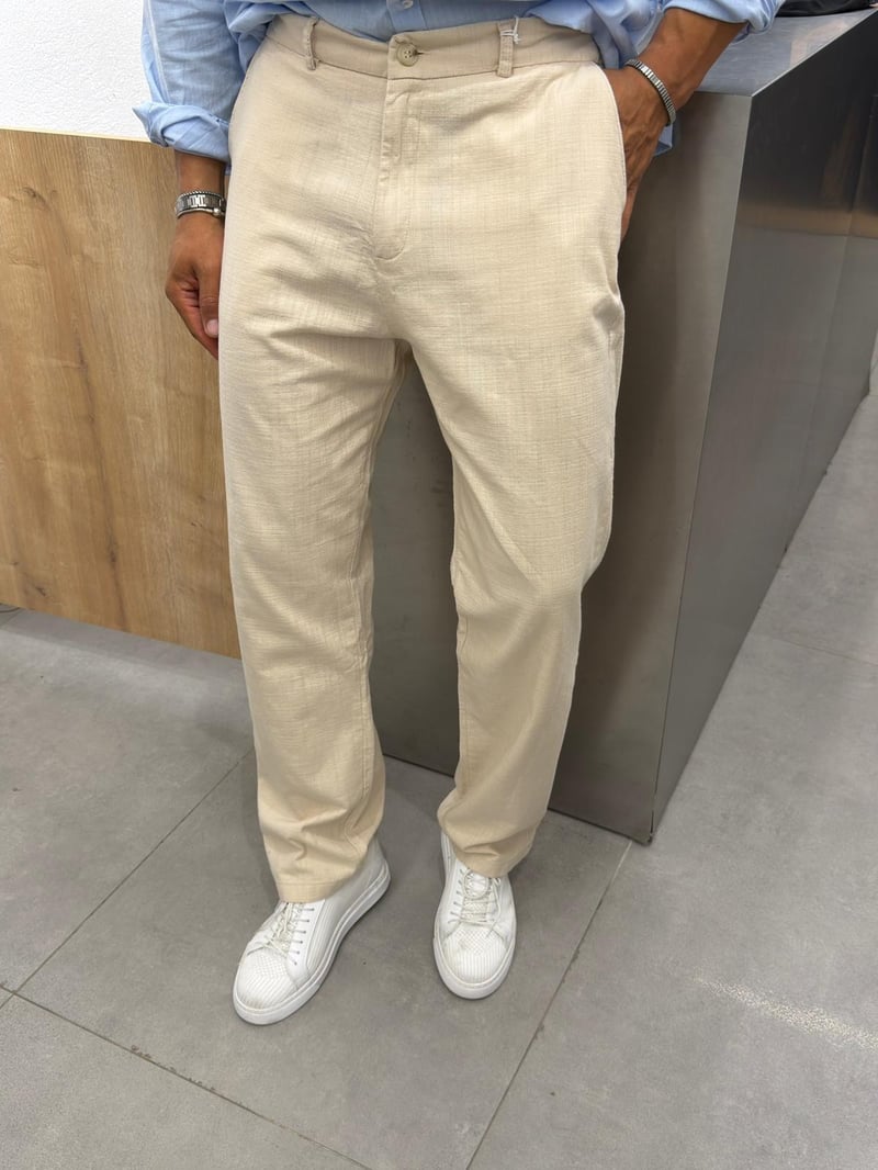 We11 Keten Pantolon Bej