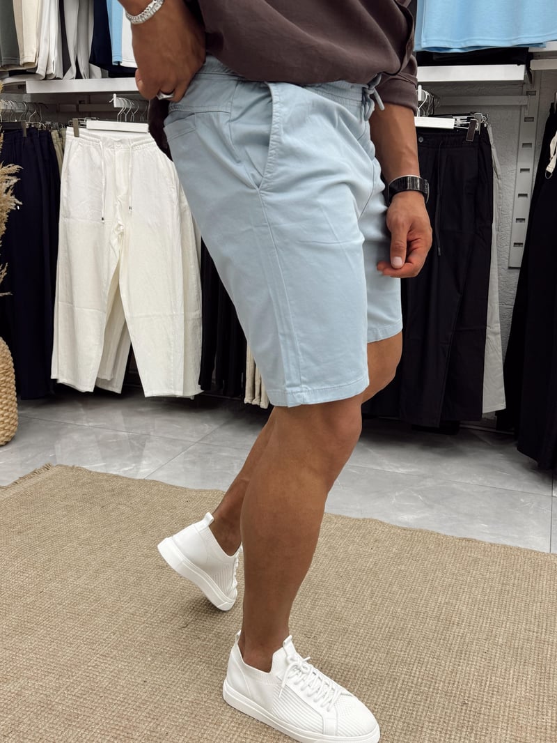 Yep Gabardin Şort Bebe Mavisi