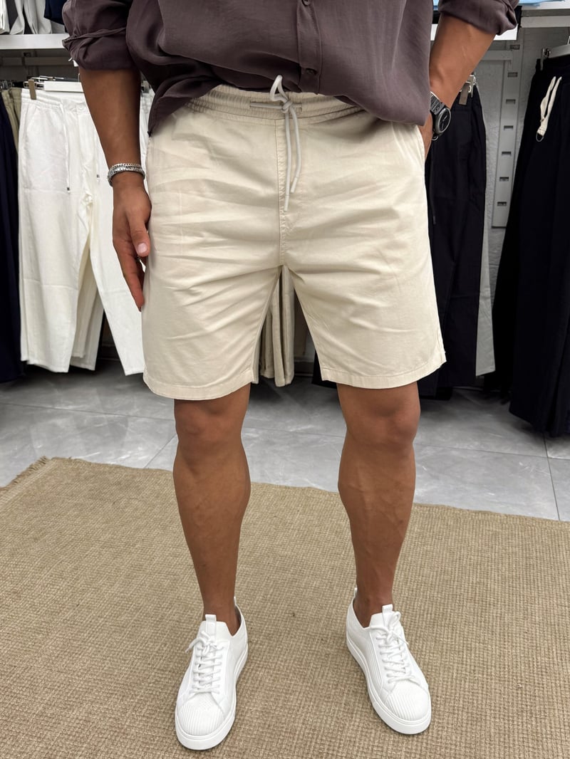 Yep Gabardin Şort Krem