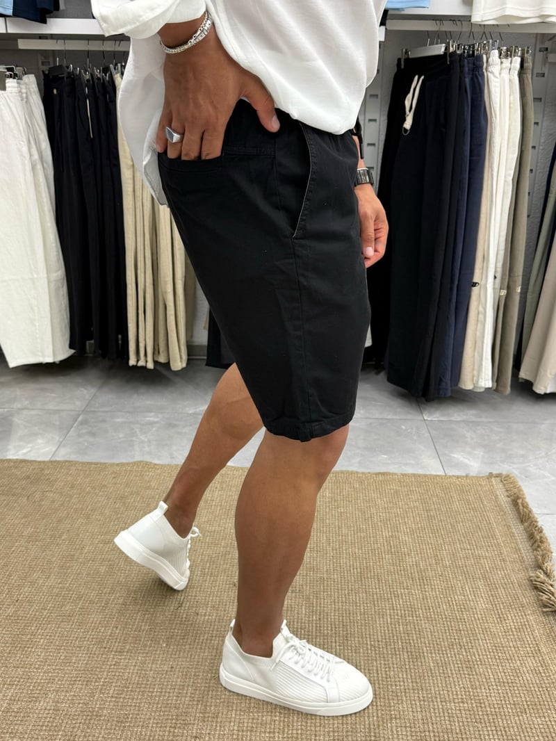 Yep Gabardin Şort Siyah