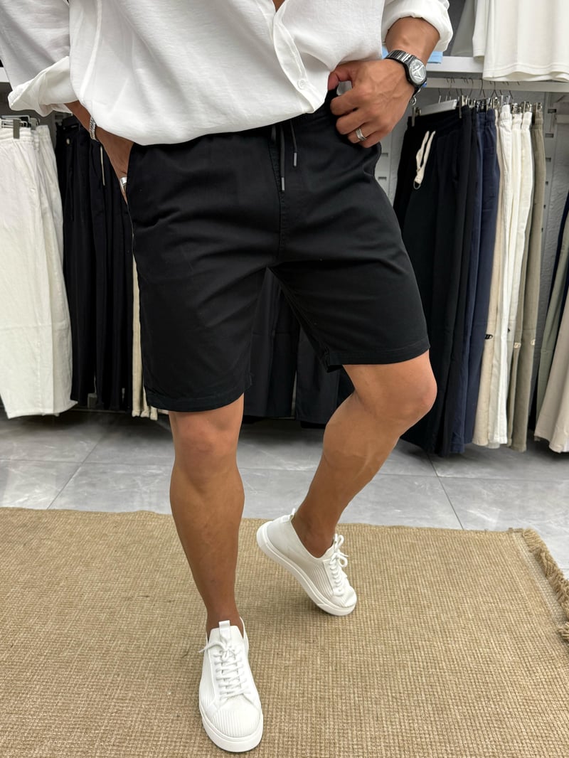 Yep Gabardin Şort Siyah