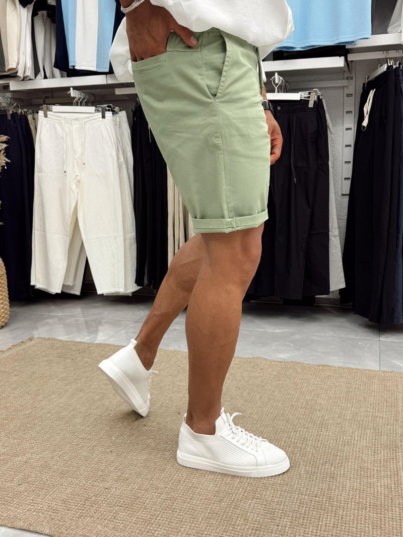 Yep Gabardin Şort Yeşil