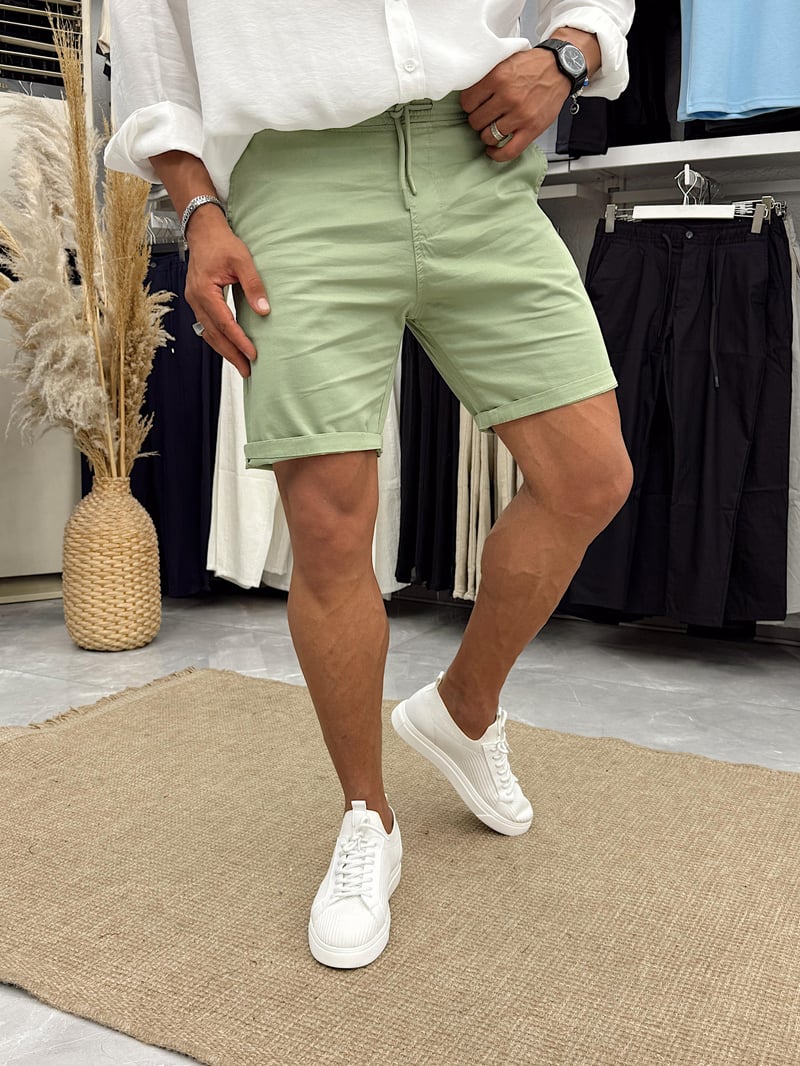 Yep Gabardin Şort Yeşil