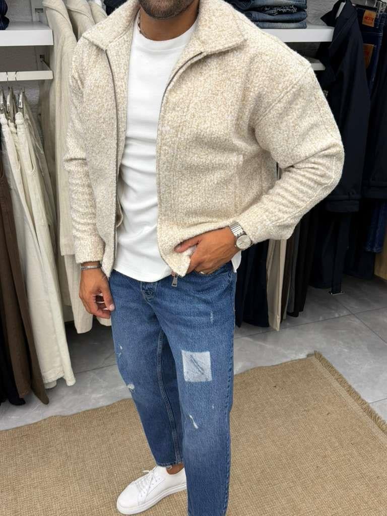 Yep Peluş Ceket Ekru