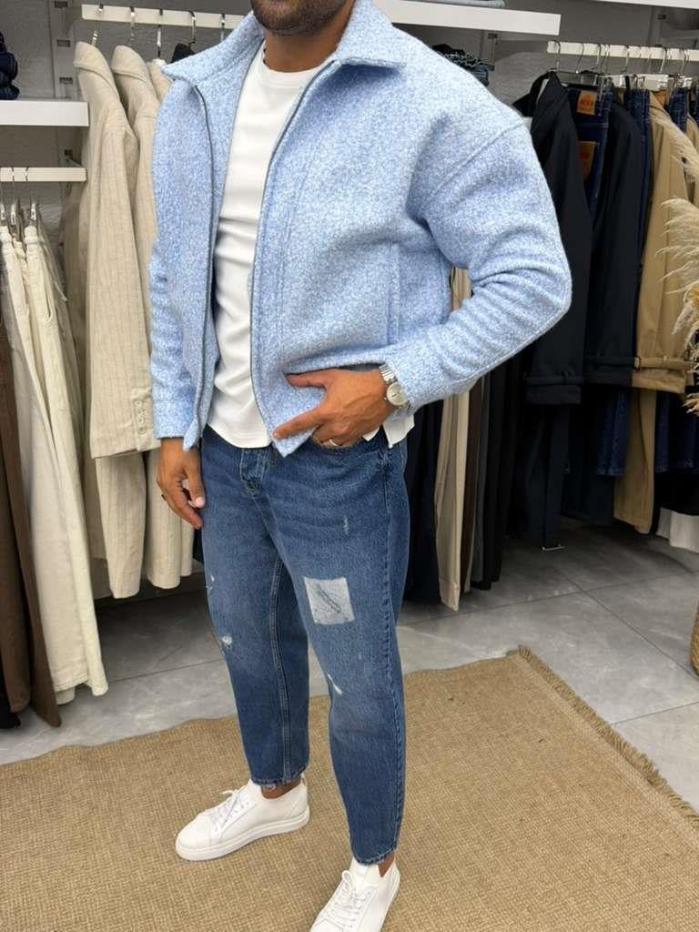 Yep Peluş Ceket Mavi