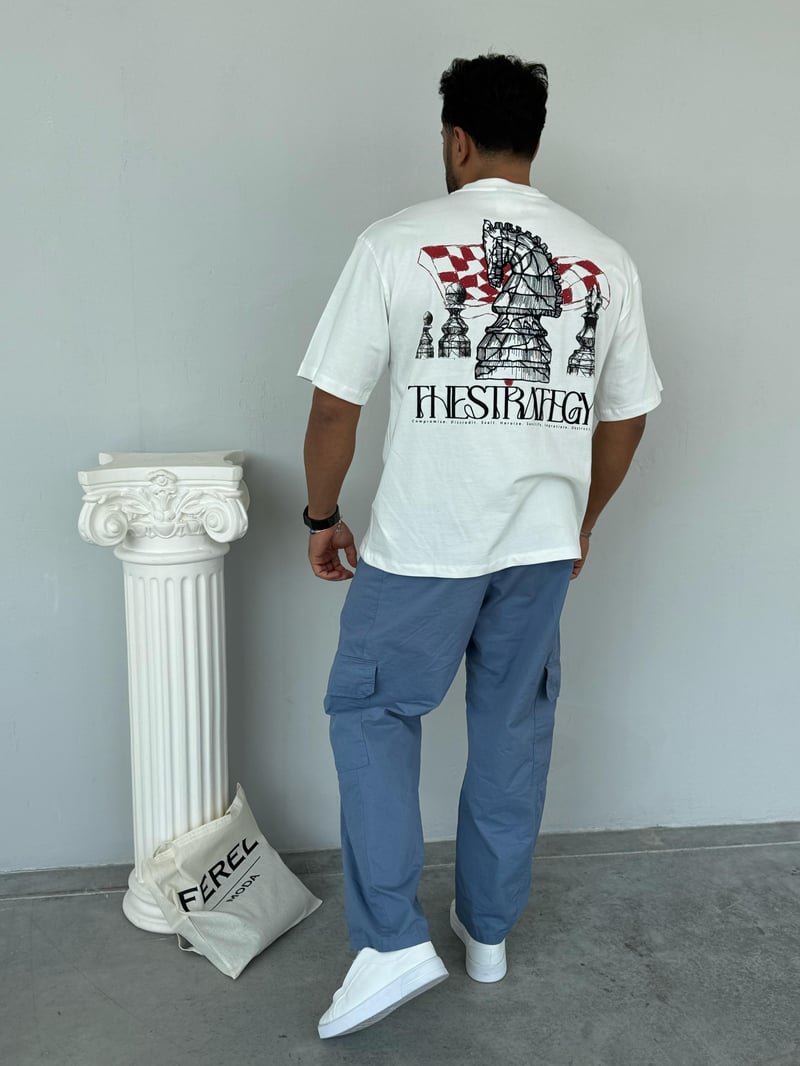 Yep Premium Nakış Baskı Detay Tshirt Beyaz
