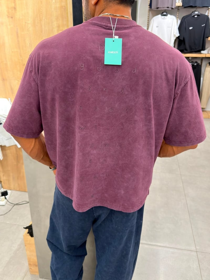 Yıkamalı Boxfit Kalıp Tshirt Bordo
