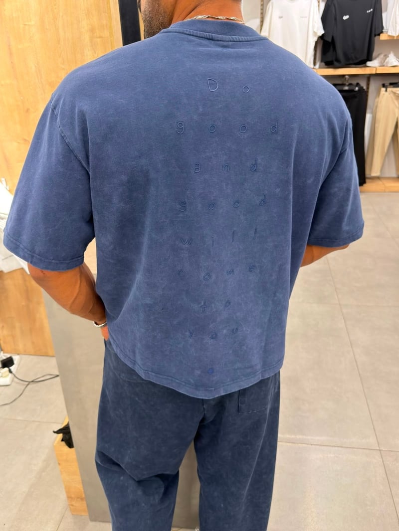 Yıkamalı Boxfit Kalıp Tshirt İndigo