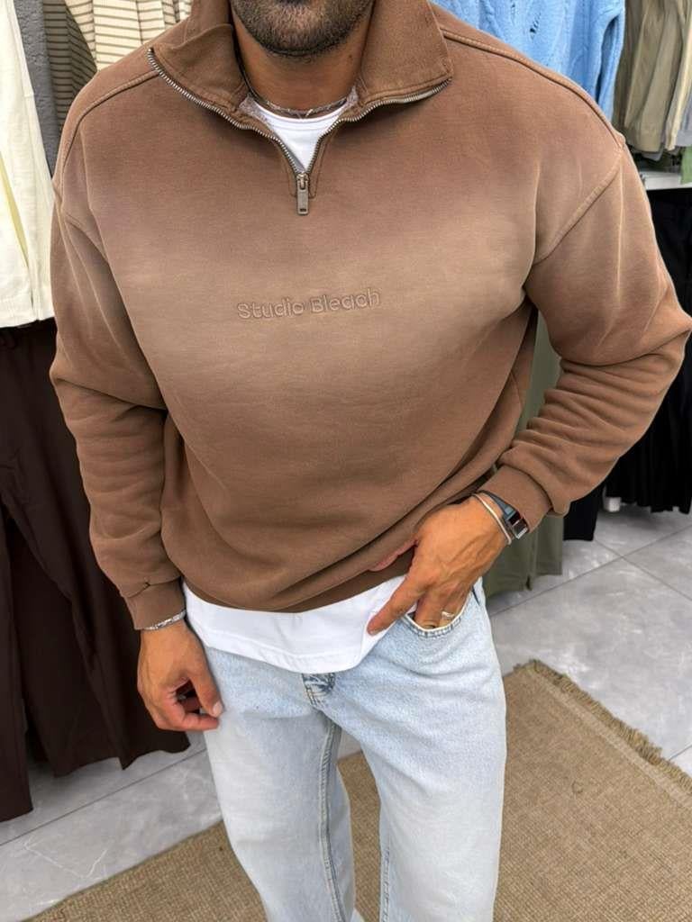 Yıkamalı Sweatshirt Kahve