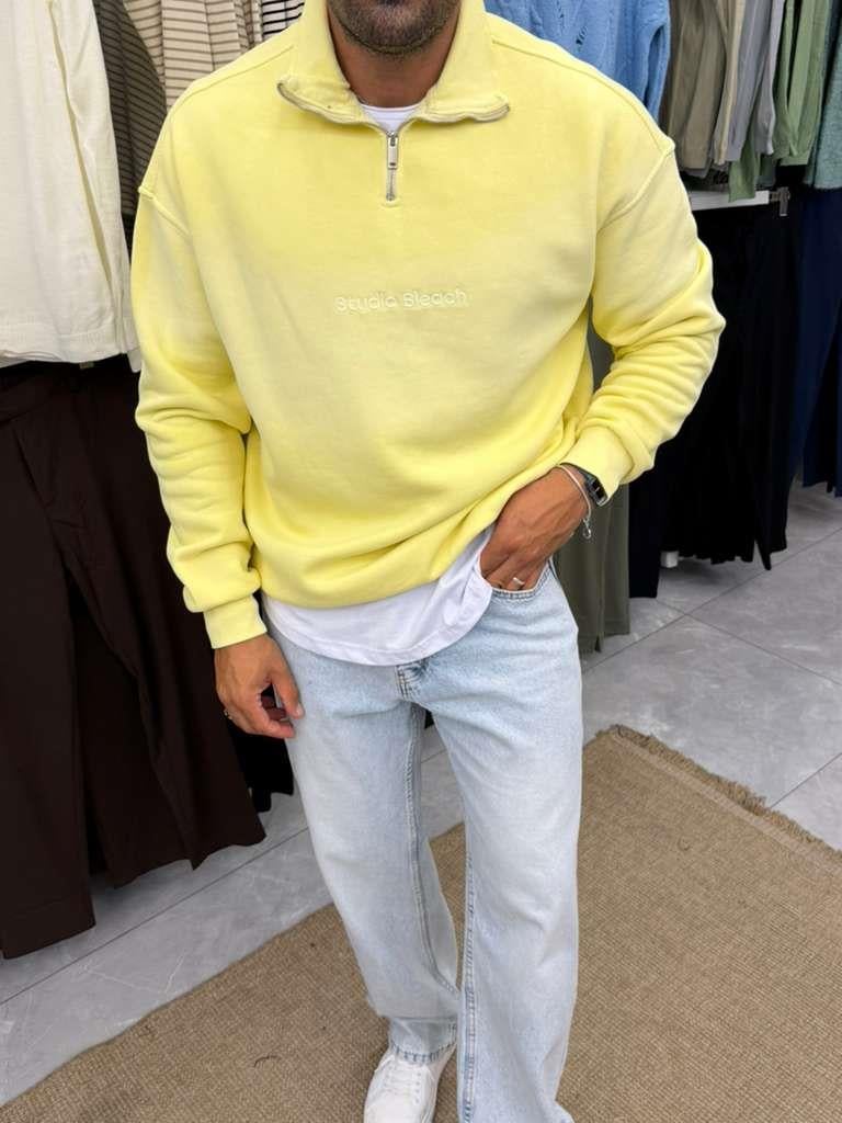 Yıkamalı Sweatshirt Sarı