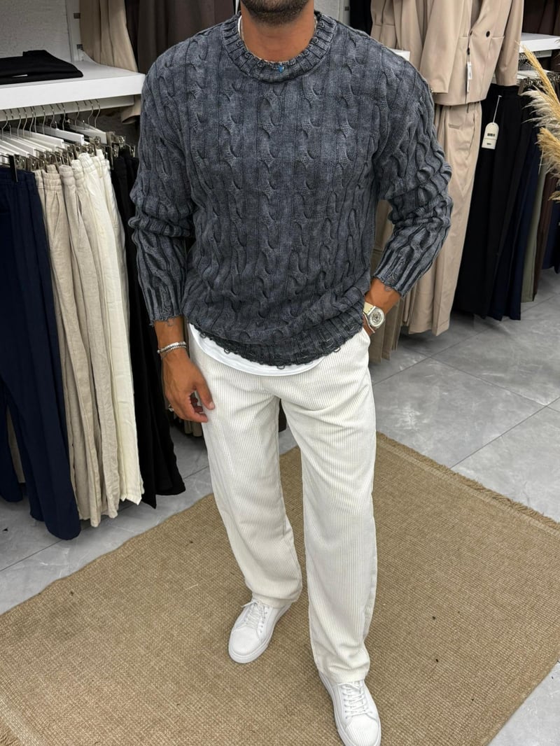 Yıkamalı Triko Kazak Antasit