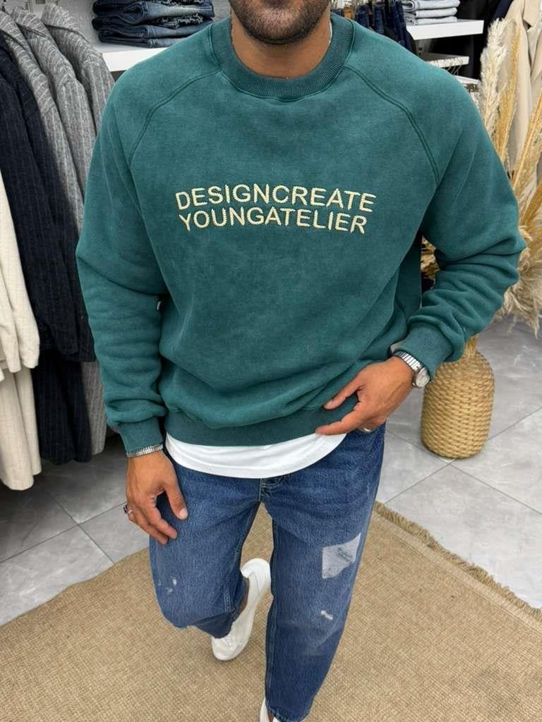 Yıkmalı Sweat Yeşil