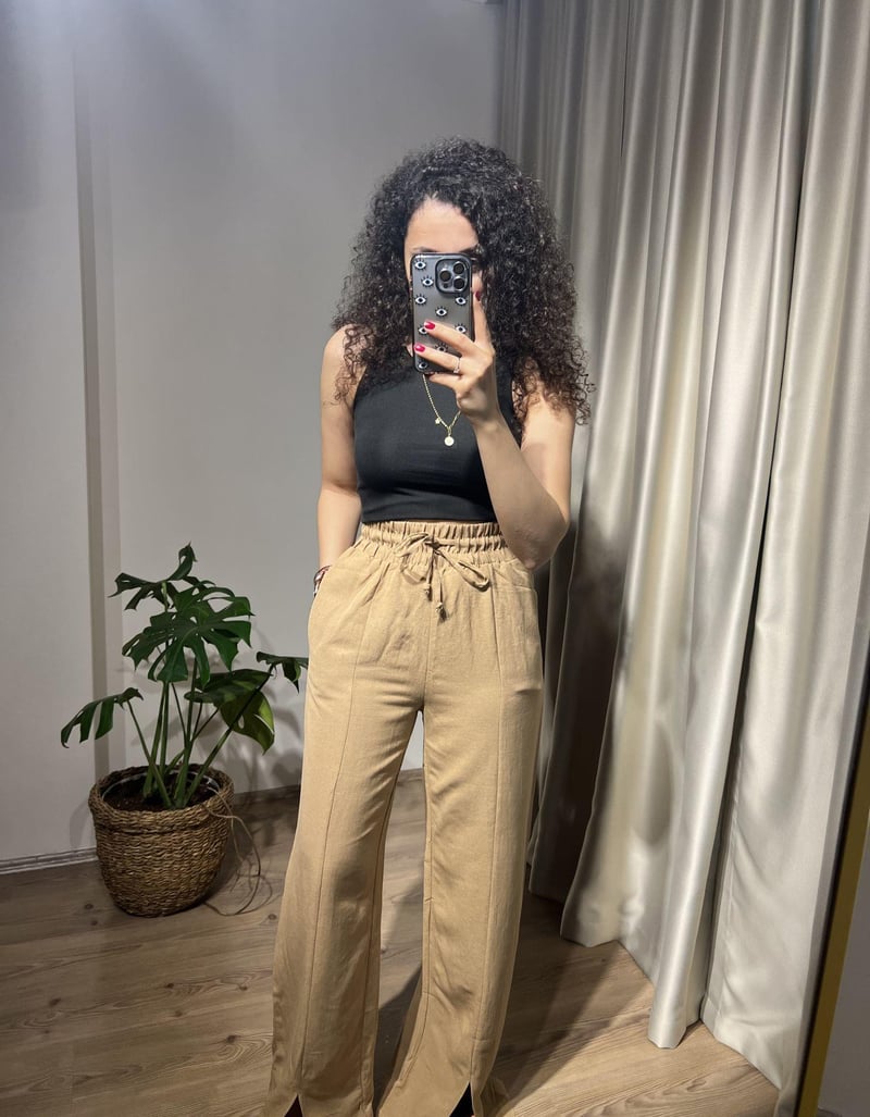Camel Keten Pantolon