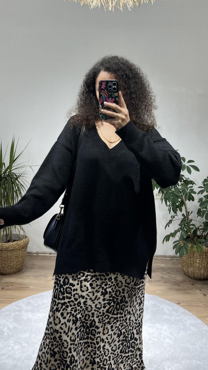Ms Oversize Siyah Kazak