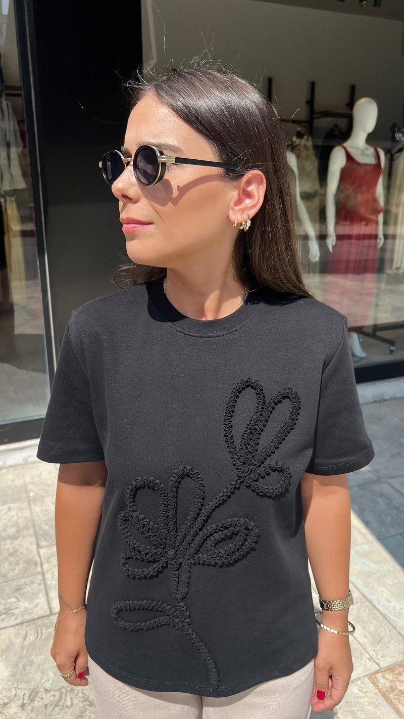 Siyah Pamuklu Tshirt
