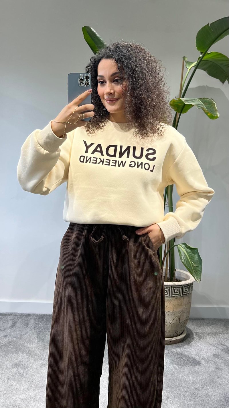 Sunday Yazılı Şardonlu Sweatshirt