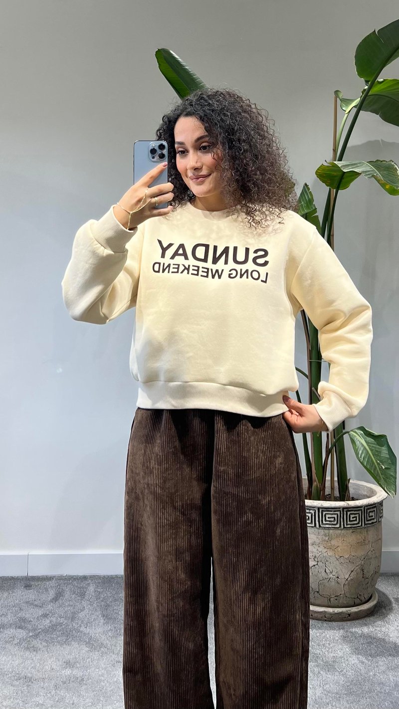 Sunday Yazılı Şardonlu Sweatshirt