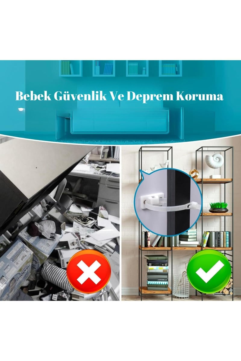 12 Adet Kolay Montaj Deprem Güvenlik Mobilya Dolap Düşme Engelleme Mobilya Sabitleme Bebek Güvenlik