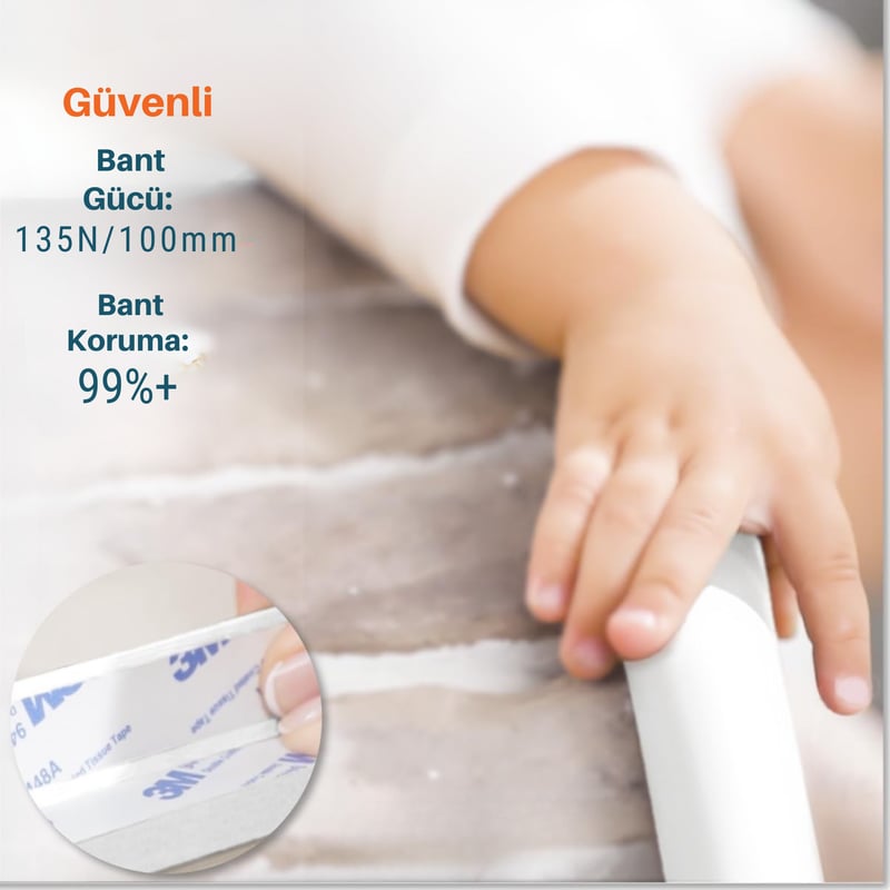 3m Bant Hediye Beyaz Renk 2 Metre 4 Adet Köşe Koruyuculu Esnek Ve Yumuşak Kauçuk Kenar Koruyucu