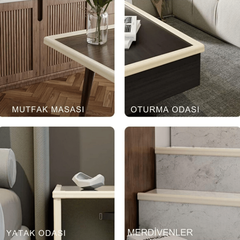 3m Bant Hediye Beyaz Renk 2 Metre 4 Adet Köşe Koruyuculu Esnek Ve Yumuşak Kauçuk Kenar Koruyucu