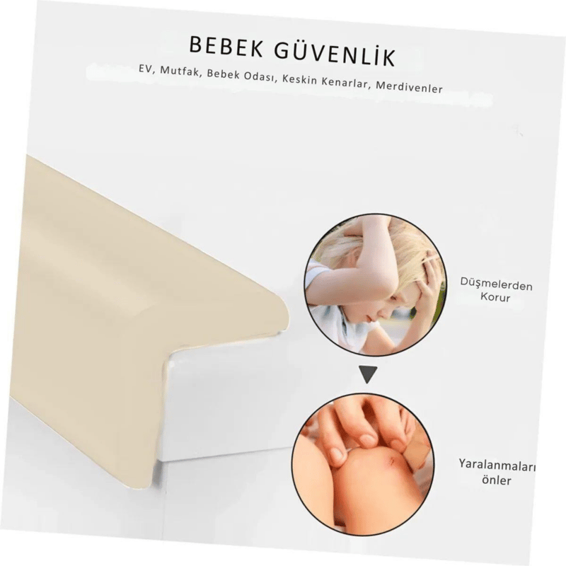 3m Bant Hediye Beyaz Renk 2 Metre 4 Adet Köşe Koruyuculu Esnek Ve Yumuşak Kauçuk Kenar Koruyucu