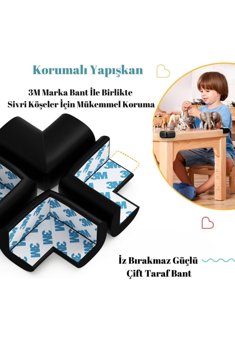 4 Adet Köşe Koruyucu Yastık Saf Kauçuk Masa Sehpa Kenar Köşe Koruyucu Çocuk Bebek Emniyet Koruma