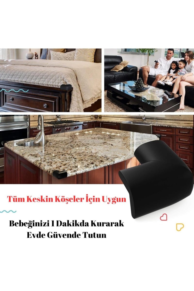 4 Adet Köşe Koruyucu Yastık Saf Kauçuk Masa Sehpa Kenar Köşe Koruyucu Çocuk Bebek Emniyet Koruma