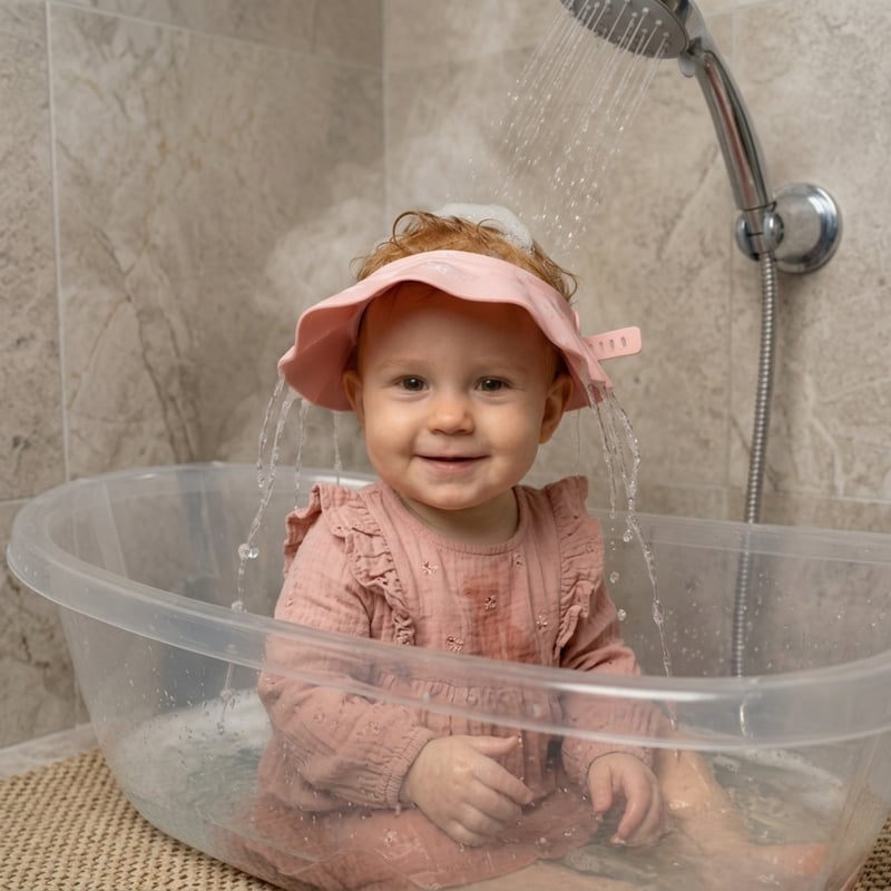 40-55 cm Bebek Banyo Şapkası Duş Başlığı Ayarlanabilir Düğmeli Çocuk Küvet Göze Su Kaçırmayan Başlık