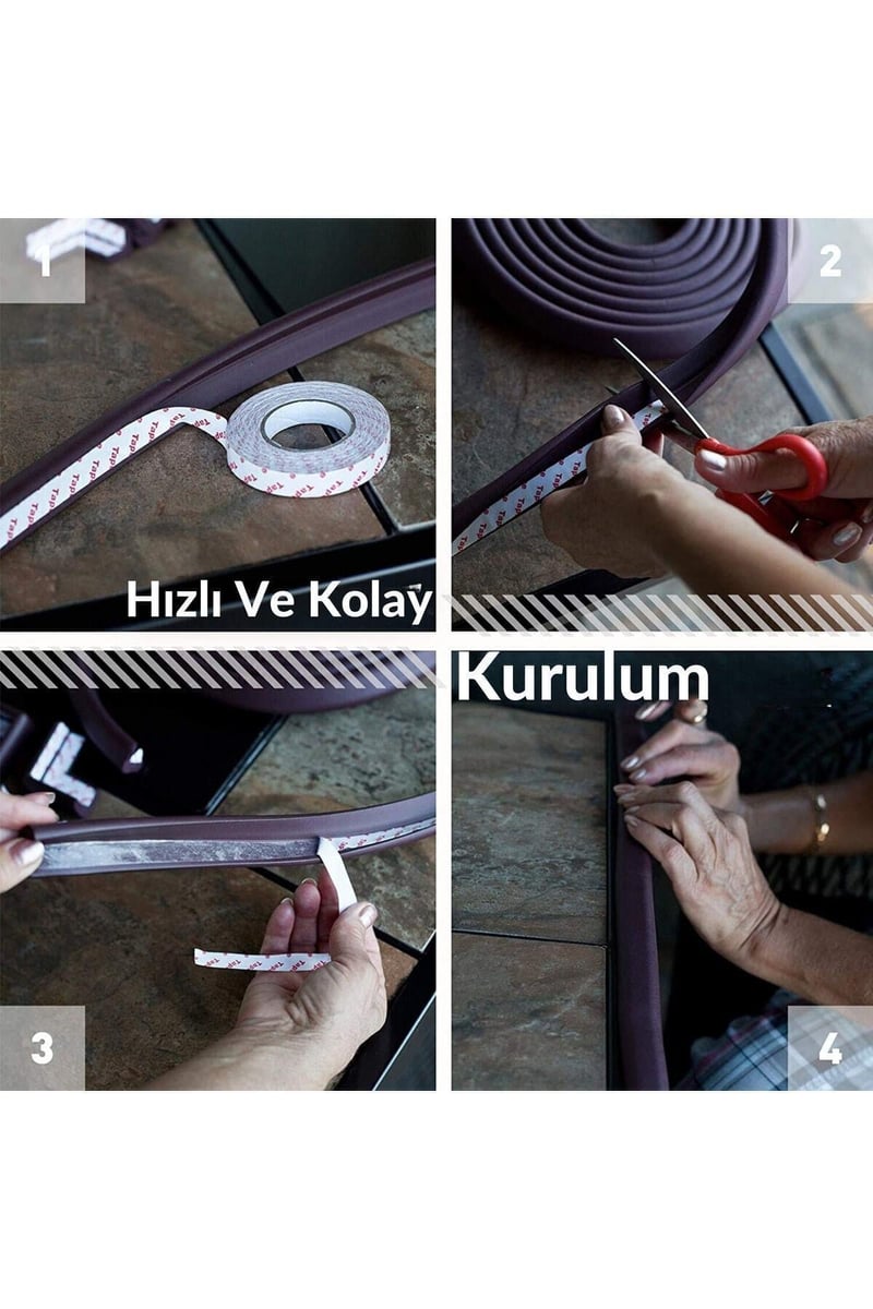 4,6 Metre 4 Adet Köşe Koruma Köşe Ve Kenar Koruma 3m Bant Yumuşak Darbe Koruma Mürdüm Bebek Güvenlik