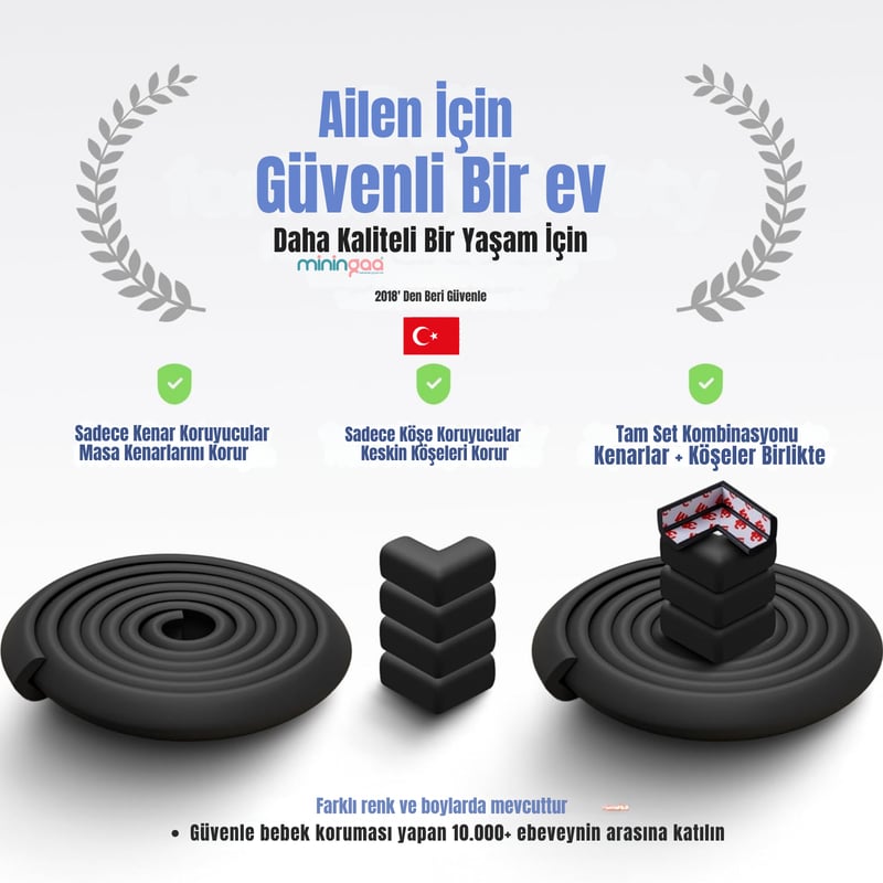 4,6 Metre 4 Adet Köşe Koruma Köşe Ve Kenar Koruma 3m Bant Yumuşak Darbe Koruma Mürdüm Bebek Güvenlik