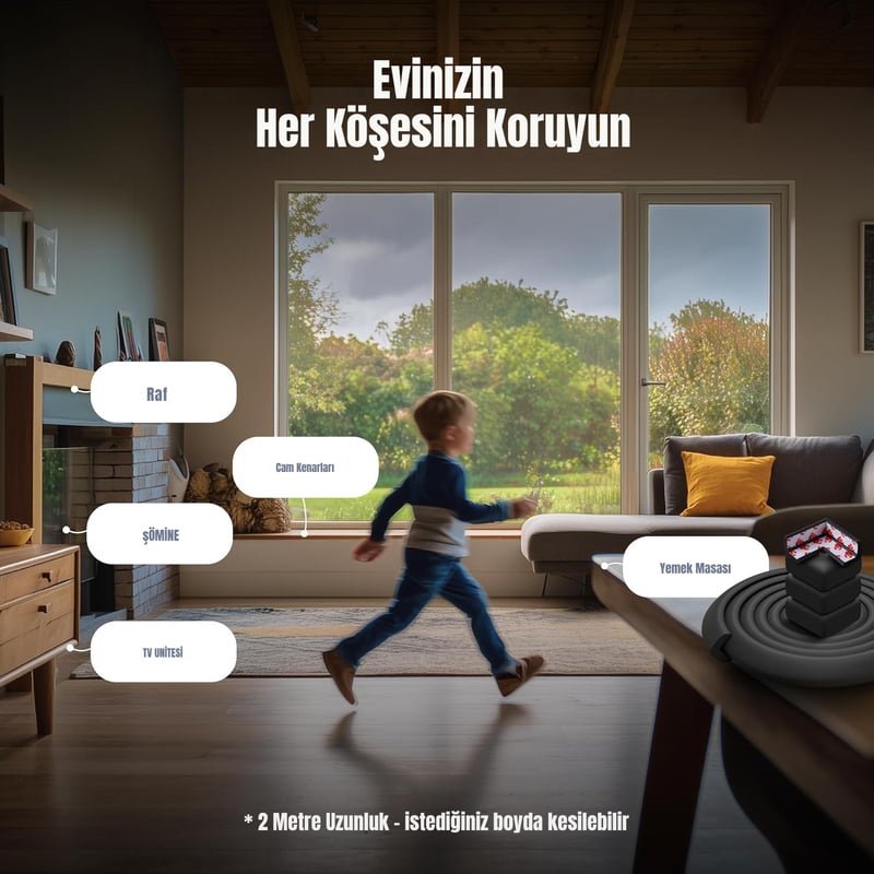 4,6 Metre 4 Adet Köşe Koruma Köşe Ve Kenar Koruma 3m Bant Yumuşak Darbe Koruma Mürdüm Bebek Güvenlik