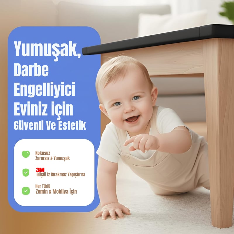 4,6 Metre 4 Adet Köşe Koruma Köşe Ve Kenar Koruma 3m Bant Yumuşak Darbe Koruma Mürdüm Bebek Güvenlik