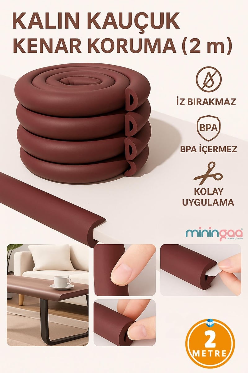 Iz Bırakmaz Krem Renk Kalın Kenar Köşe Koruma 2 Mt Bebek Çocuk Masa Sehpa Kenar Köşe Kenar Koruma