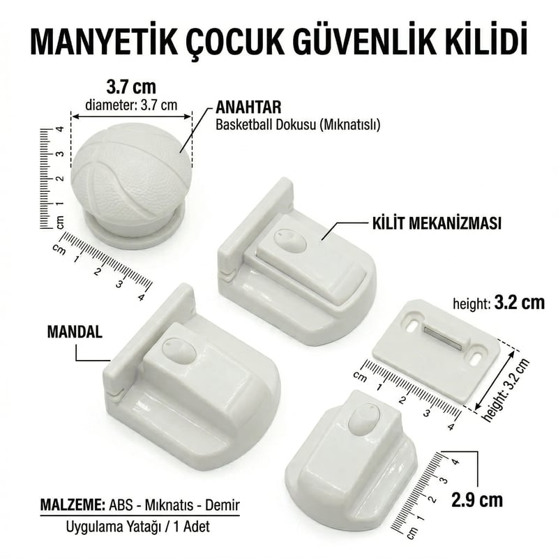 Manyetik Çekmece Kilidi - Gizli Kilit - Çocuk Kilidi - DC003