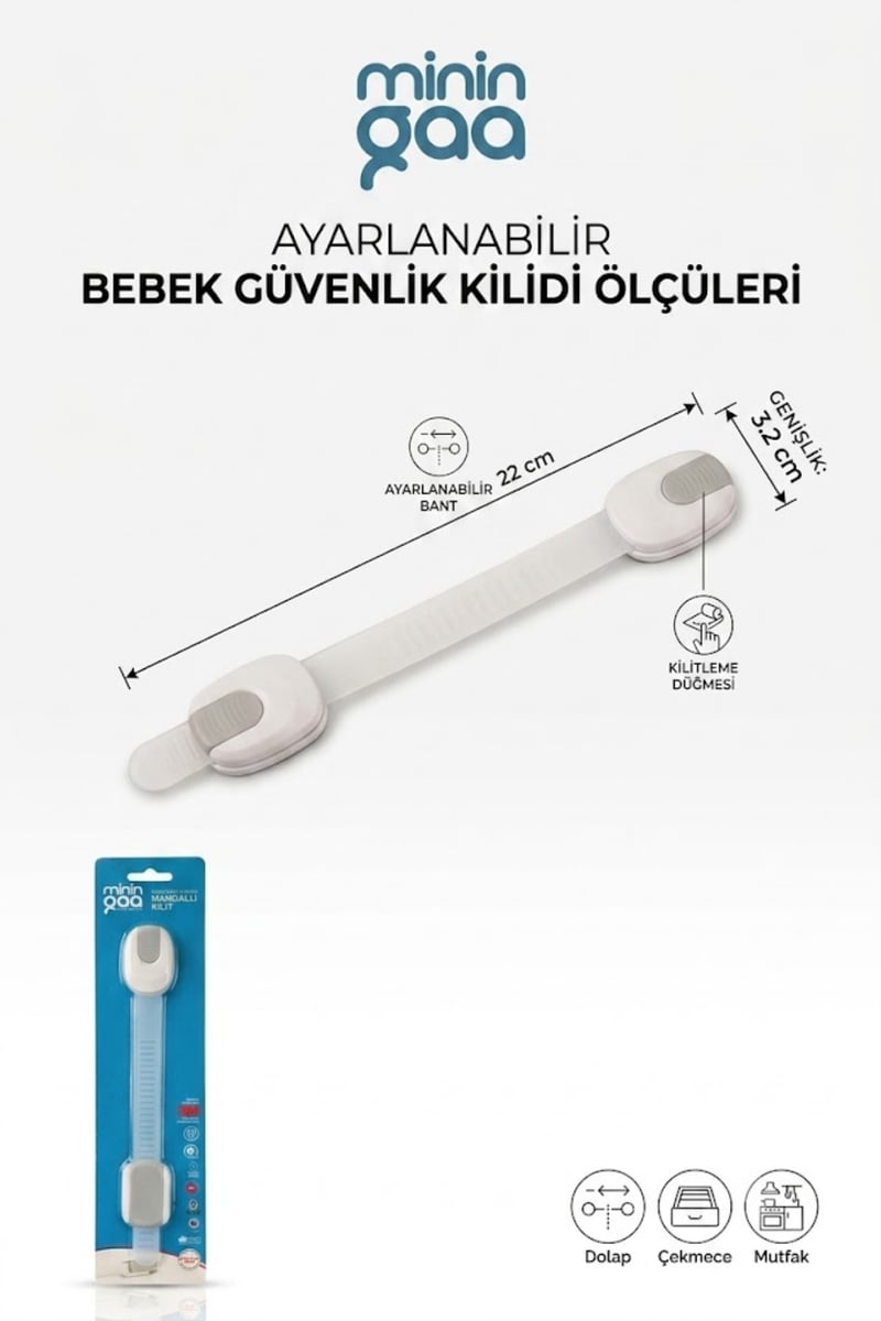 Miningaa Ayarlanabilir Mandallı Kilit Tekli – Bebek Çocuk Güvenlik Kilidi