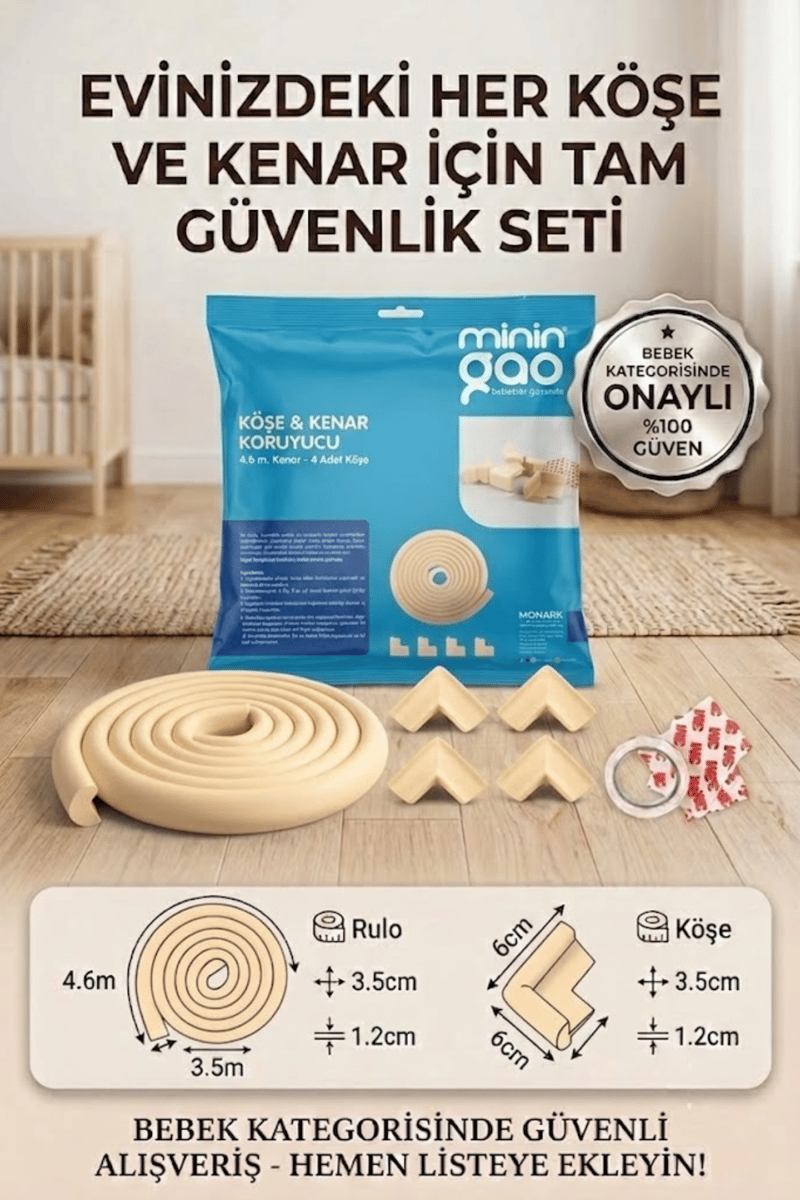 Miningaa Köşe & Kenar Koruyucu Set (4.6 Metre) – Bebek Mobilya Kenar Koruyucu